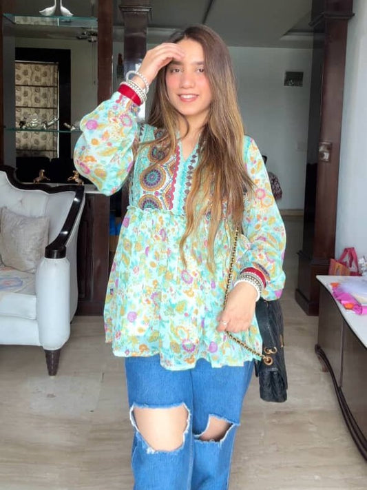 Kaaya Green Flared Kurti (Women)