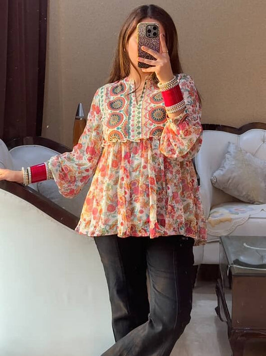 Kaaya Off White Flared Kurti (Women)