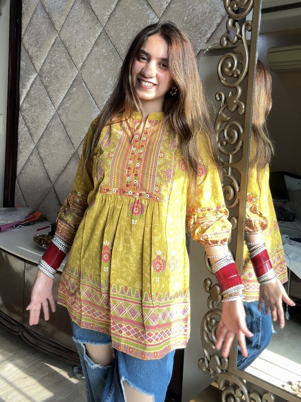Basanti Flared Kurti (Women)