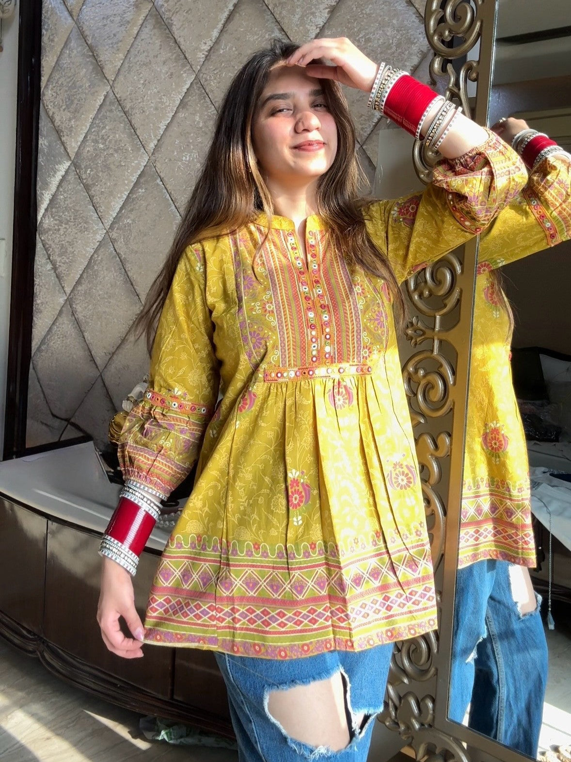Basanti Flared Kurti (Women)