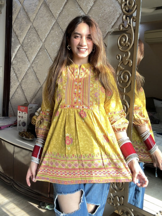 Basanti Flared Kurti (Women)