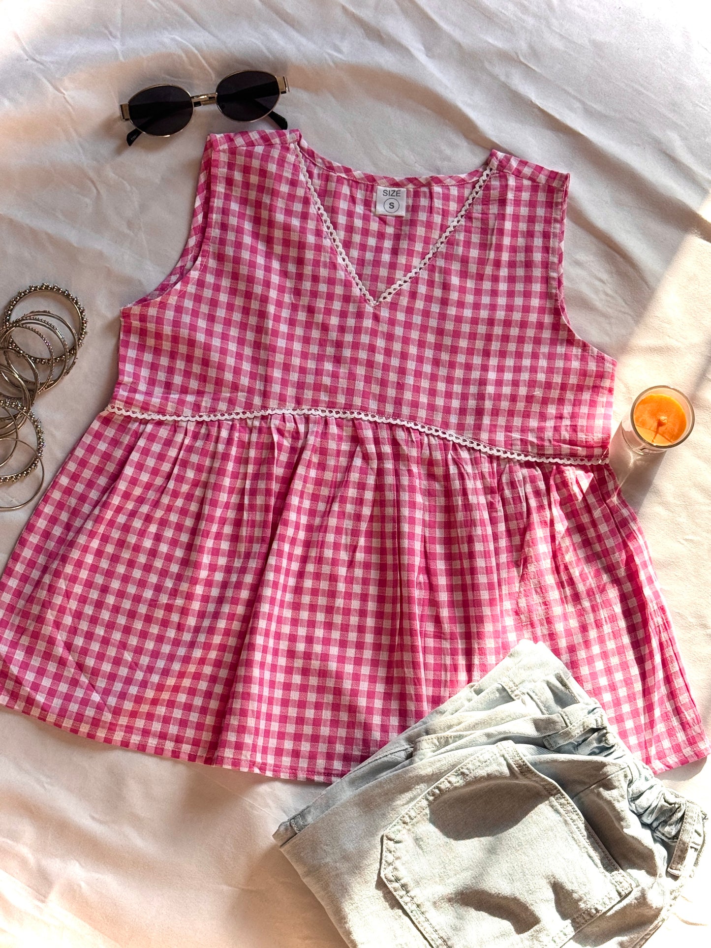Blush Gingham Top (women)