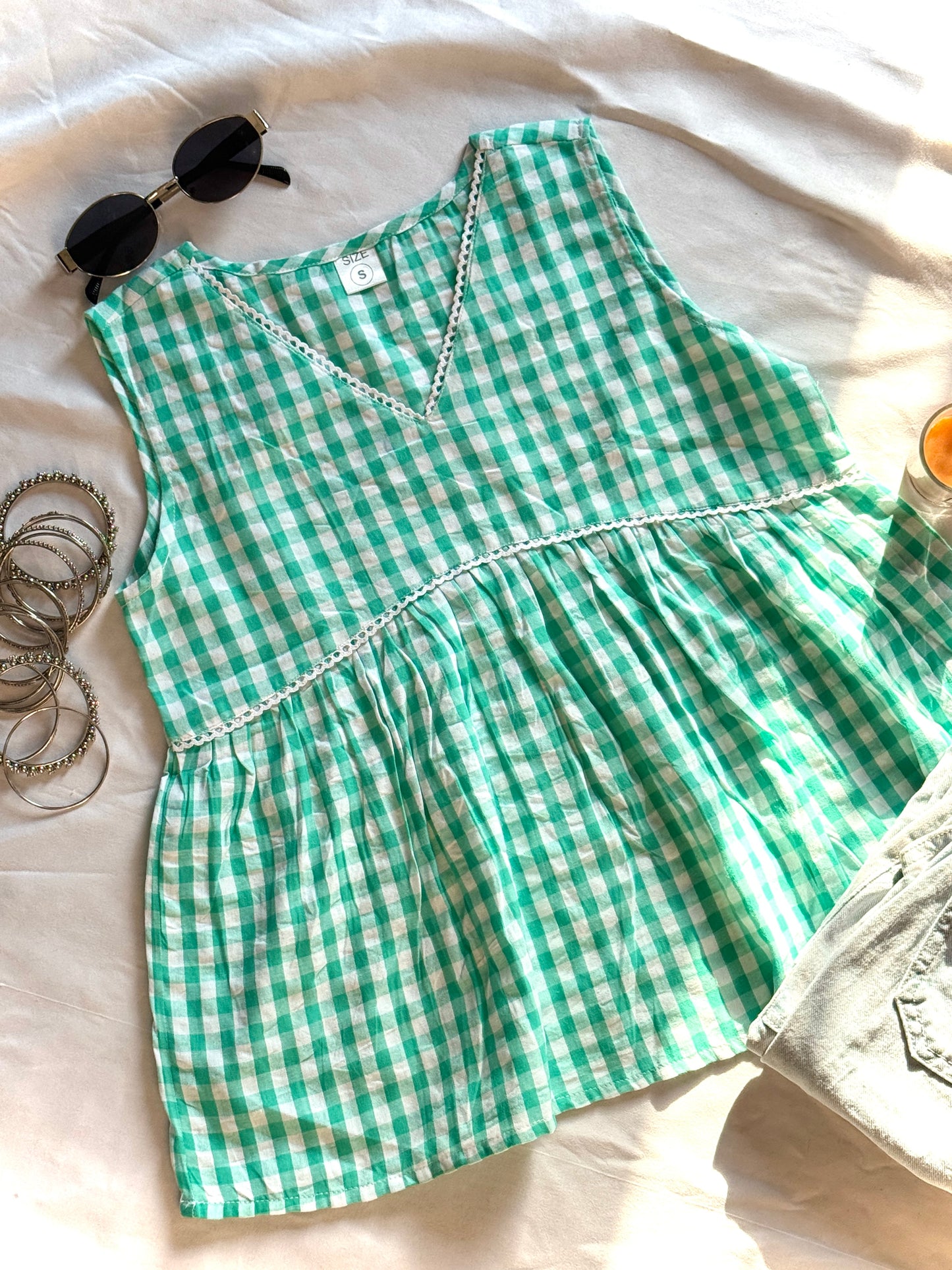 Mint Gingham Top (women)