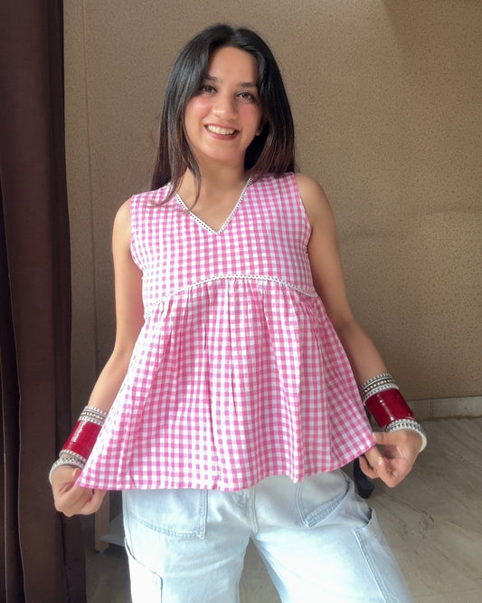 Blush Gingham Top (women)