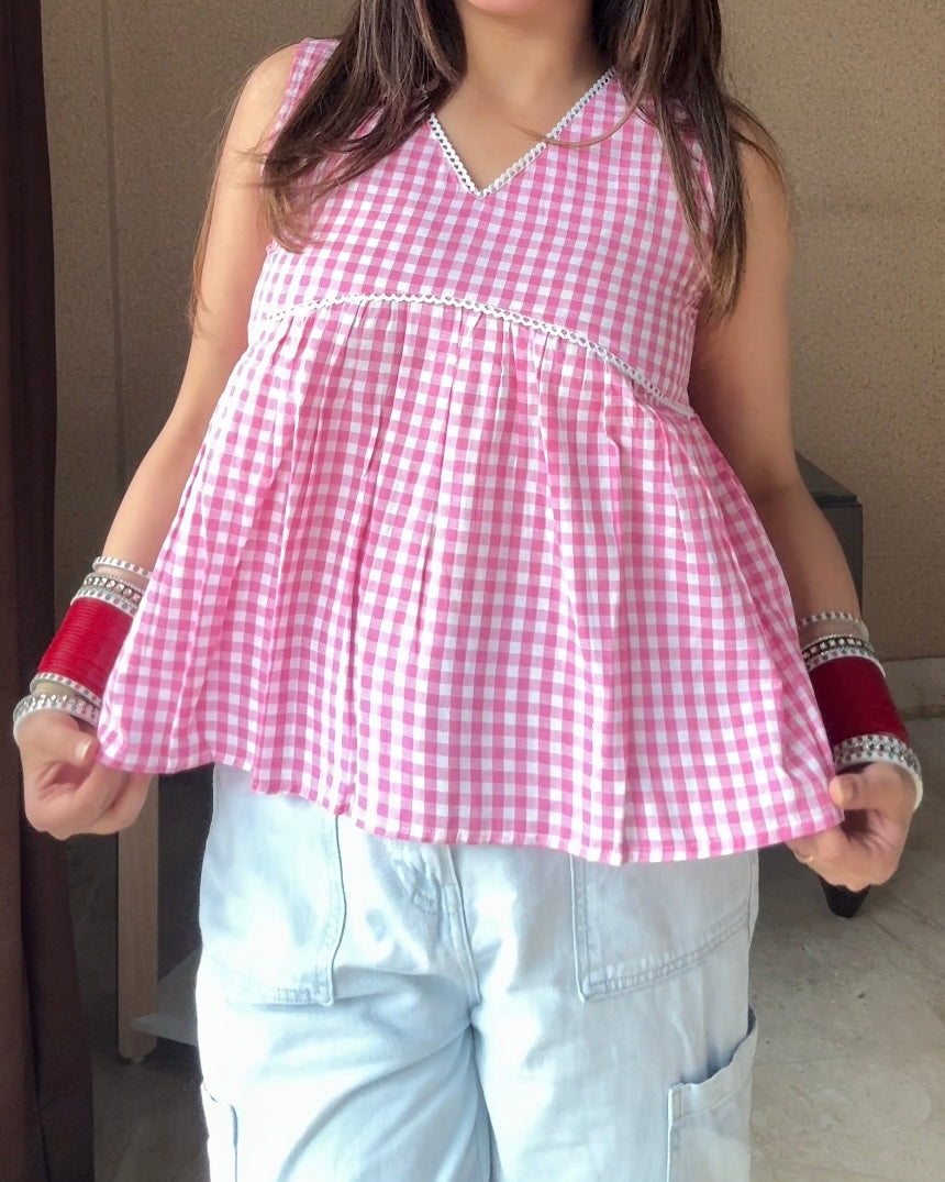 Blush Gingham Top (women)