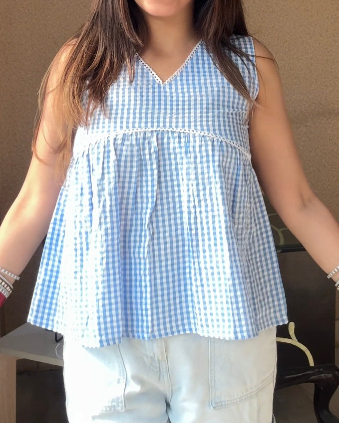 Clouds Gingham Top (women)