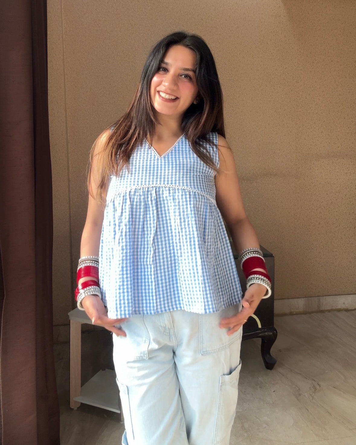 Clouds Gingham Top (women)