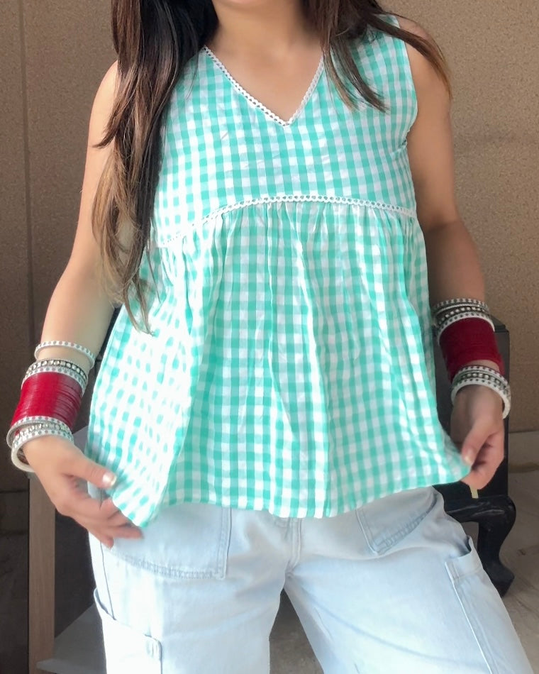 Mint Gingham Top (women)