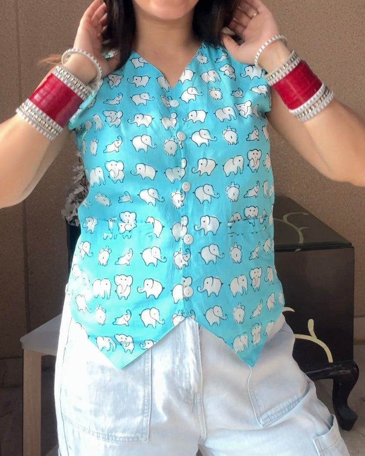 Blue Elephant Vest Top (women)
