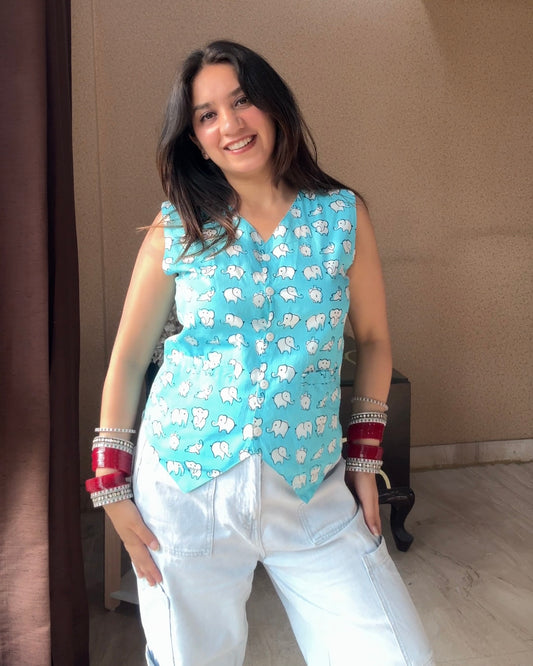 Blue Elephant Vest Top (women)