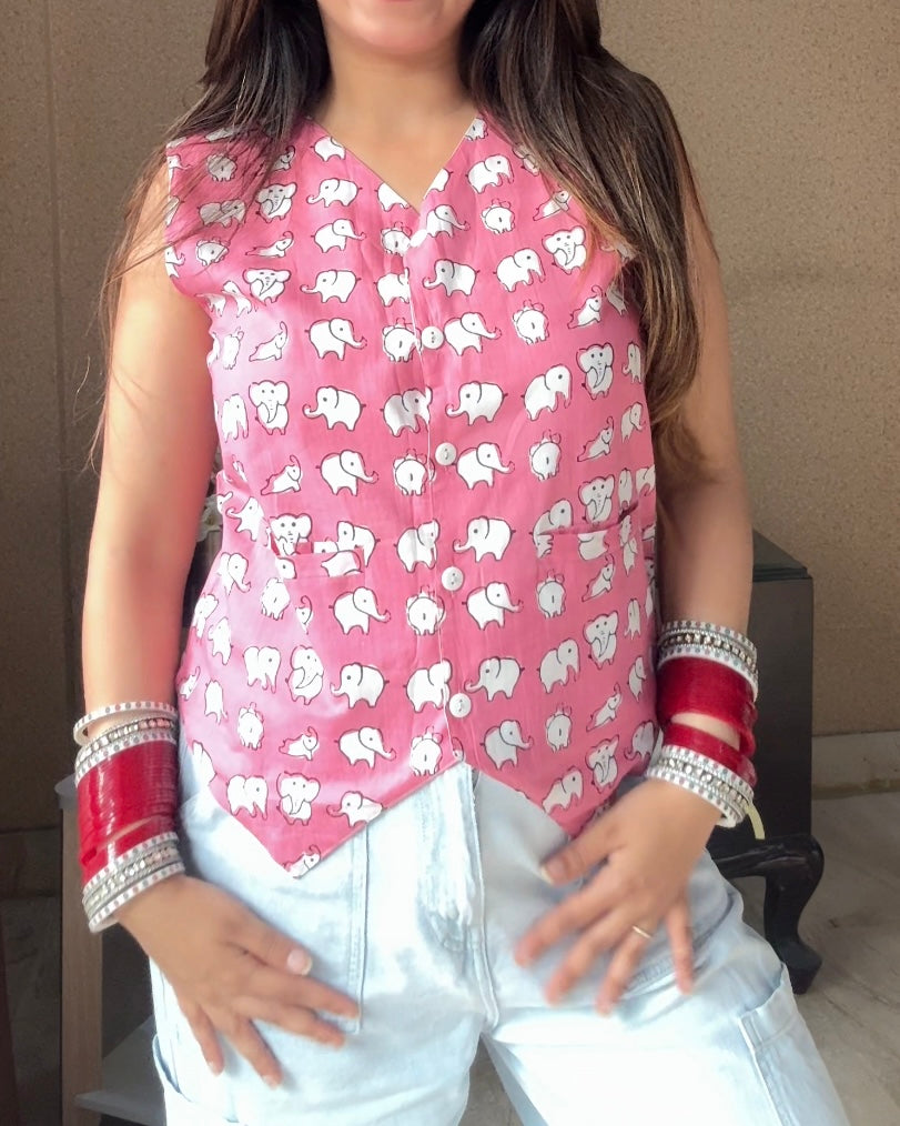 Pink Elephant Vest Top (women)
