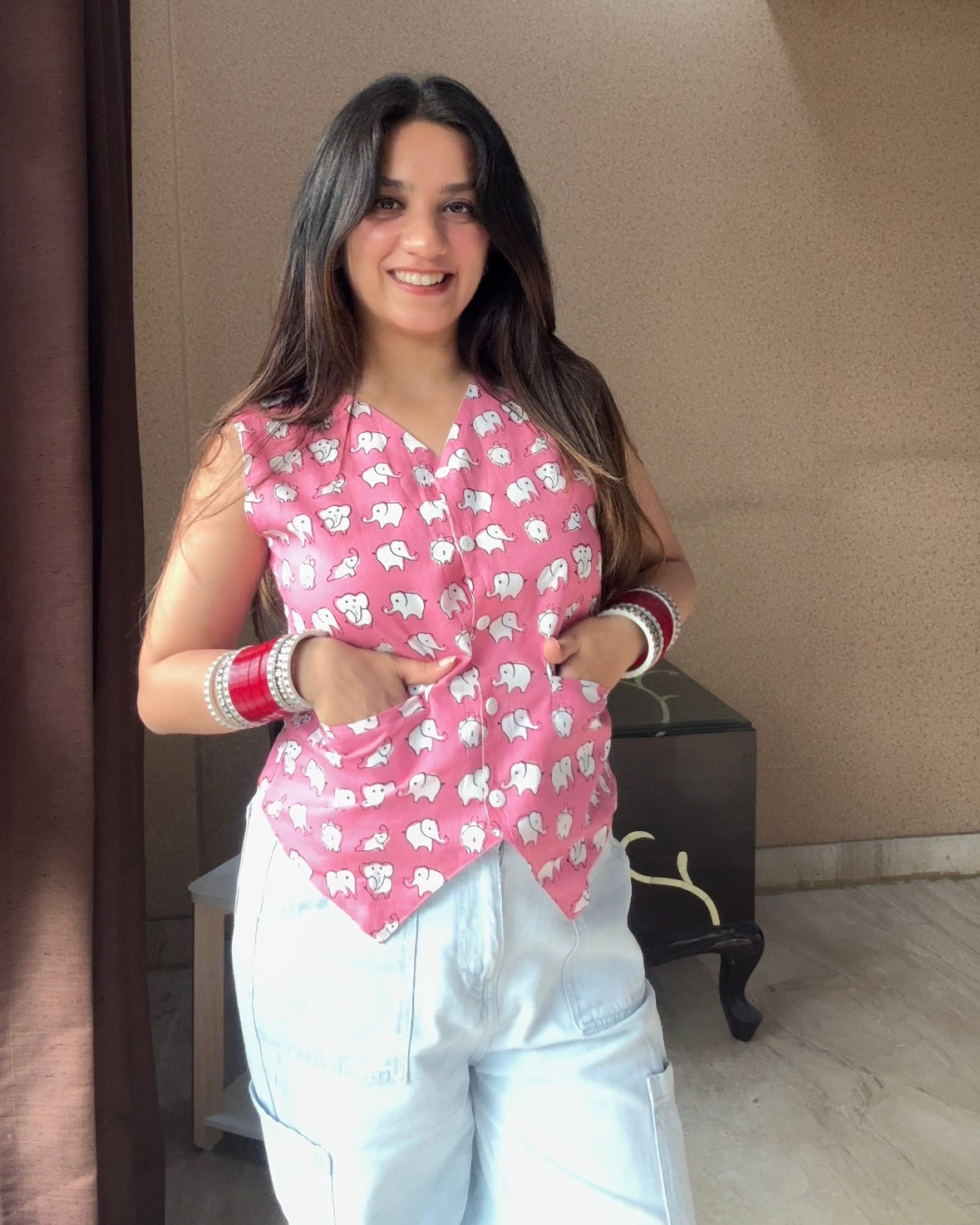 Pink Elephant Vest Top (women)
