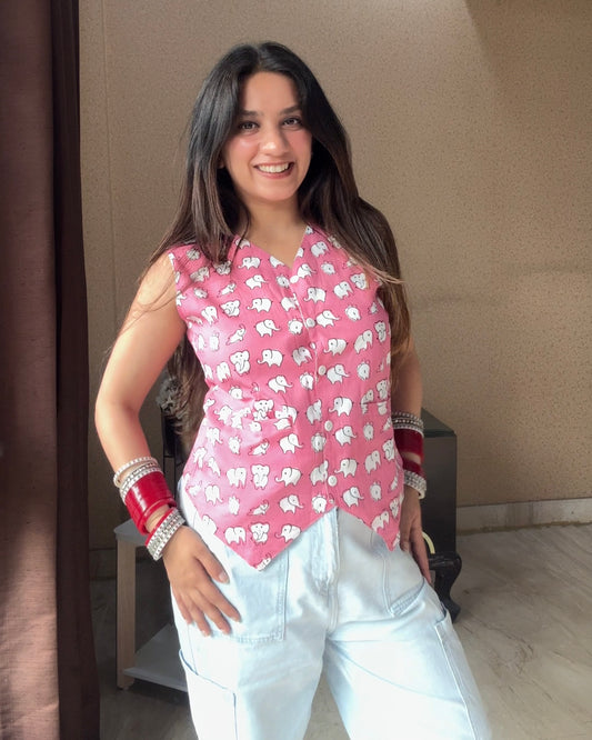 Pink Elephant Vest Top (women)