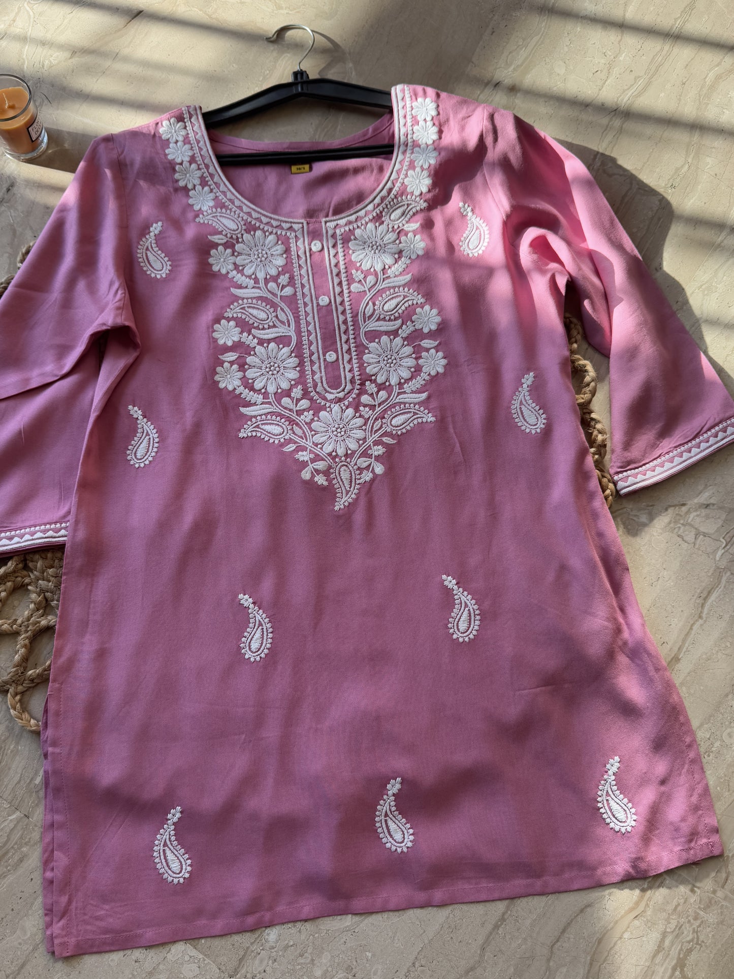 Petal Pink Chikankari Kurti (Women)