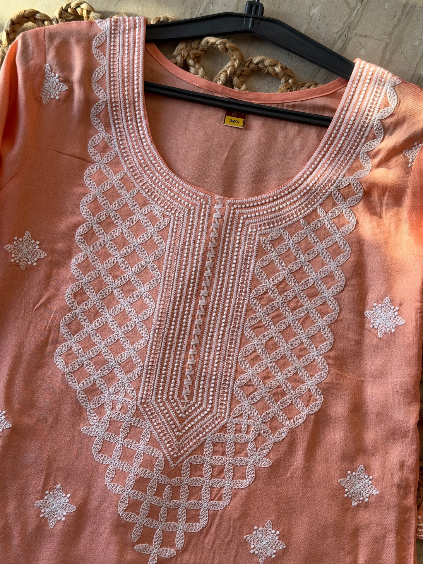 Peach Glow Chikankari Kurti (Women)